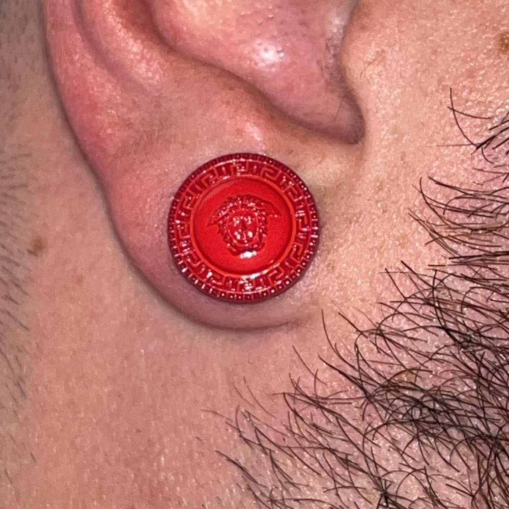 Red Medusa stud earrings Versace